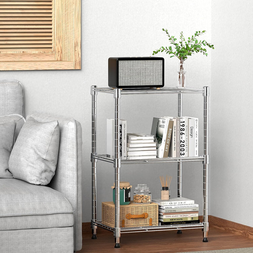 M MZG 450 lbs Wire Storage Shelving 3-Tier Utility Shelving Unit Steel Organi...