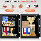 1.3 Cuft Biometric Safe Box, Fire Proof Safe For Home Documents with Fingerprint Lock, Combination Keypad Keys, Anti-Theft Dual Alert, Mute Mode, Digital Security Personal Safes for Money Jewelry