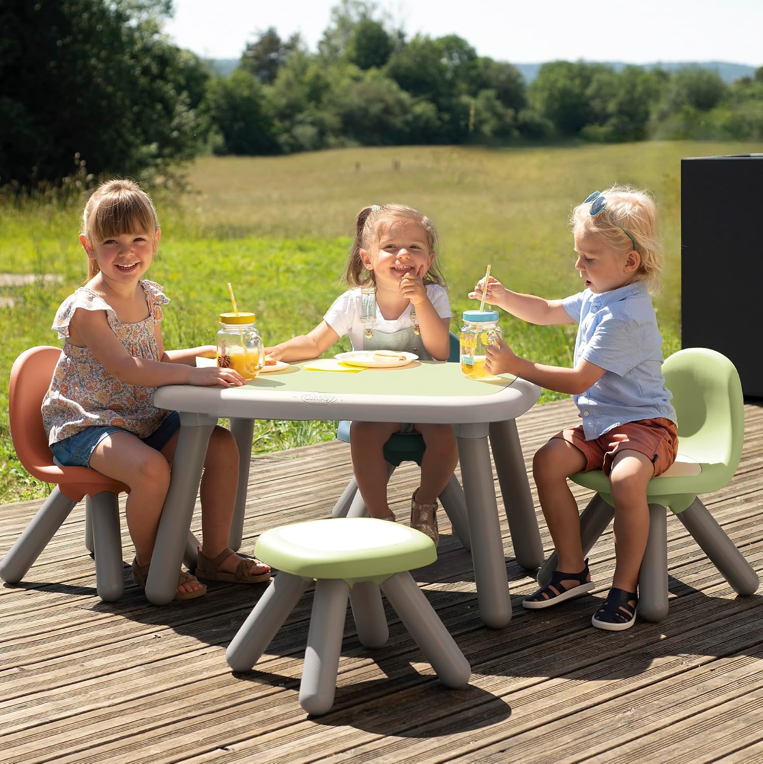 Smoby Life Kid Terracotta Chair - Indoor and Outdoor Use - Anti-UV Treated - Recycled Material - From 18 Months - Made in France