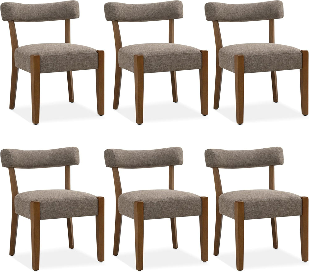 RNKSFX Upholstered Dining Chairs Set of 6, Walnut Wooden Kitchen & Dining...