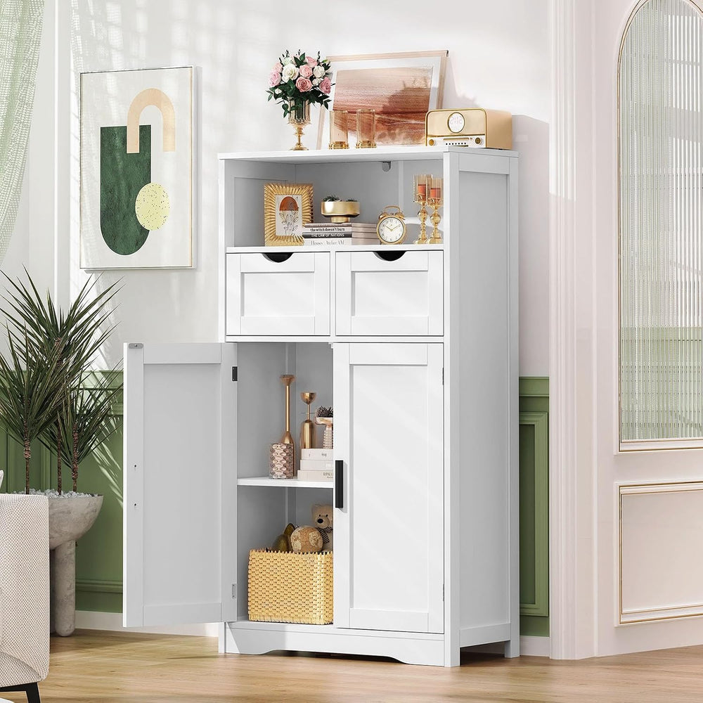 Iwell Bathroom Storage Cabinet with 2 Drawers, Small Kitchen Pantry Cabinet