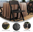 Flash Furniture Hercules Tucker Commercial Black Resin Folding Chair - Lightweight, Vinyl Padded Removable Seat, Indoor Outdoor Use, Event & Wedding Ready, Set of 4