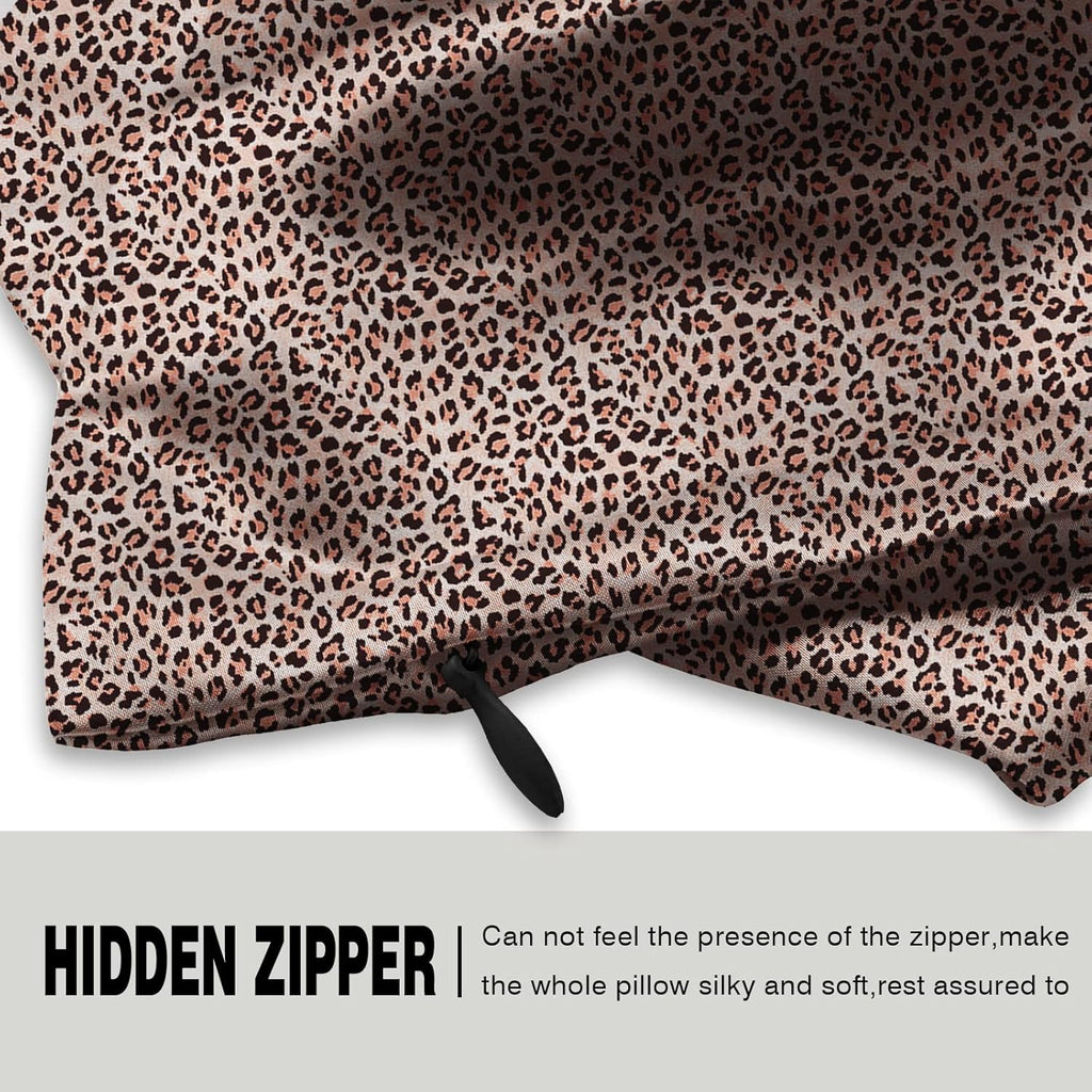 Mulberry Silk Pillowcase for Hair and Skin Standard Size Leopard Print Silk Pillow Cases with Zipper Soft Breathable Smooth Cooling Silk Pillow Covers for Sleeping (Taupe Leopard,20"X 26",1Pcs)