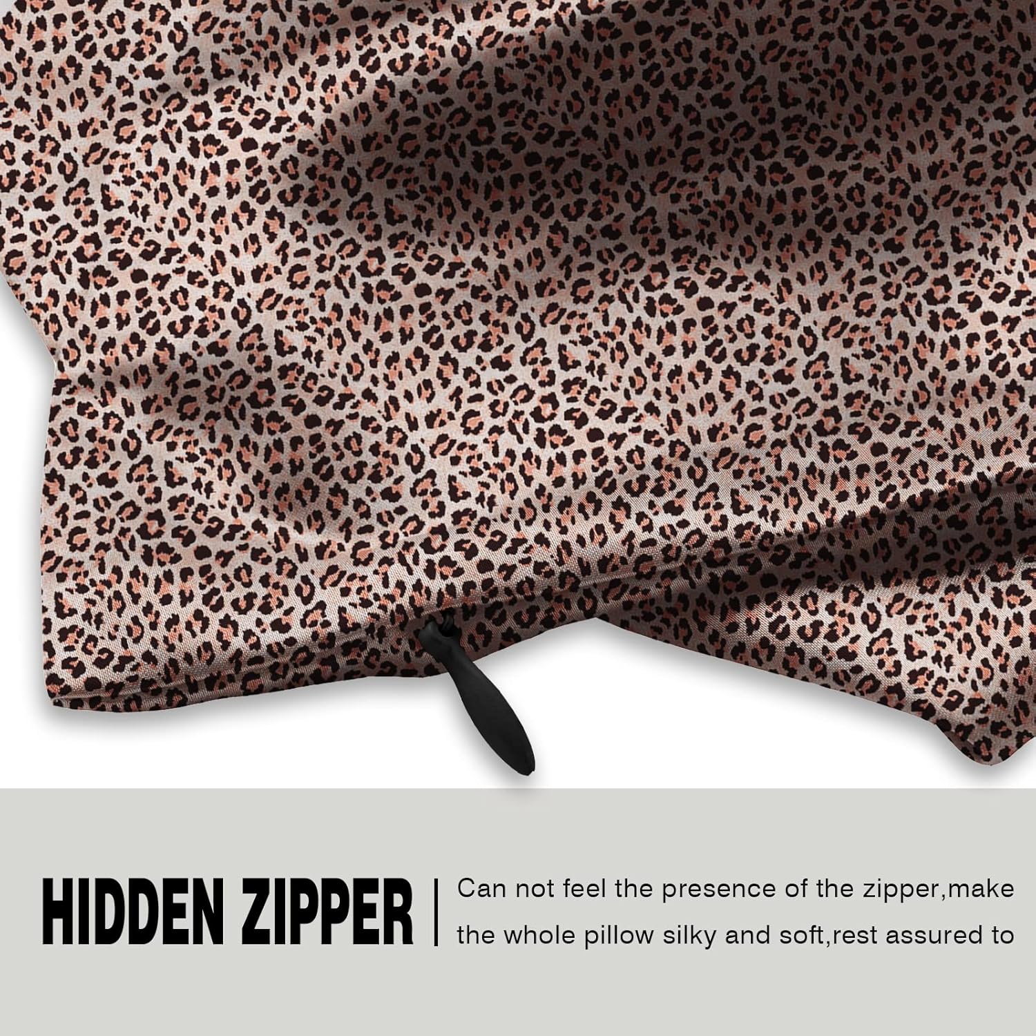 Mulberry Silk Pillowcase for Hair and Skin Standard Size Leopard Print Silk Pillow Cases with Zipper Soft Breathable Smooth Cooling Silk Pillow Covers for Sleeping (Taupe Leopard,20"X 26",1Pcs)