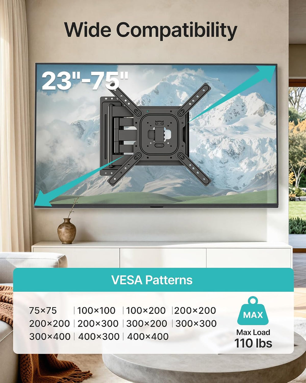 Pegzone Long Arm TV Wall Mount for 23-75 Inch TVs, 38" Extra Long Extens...