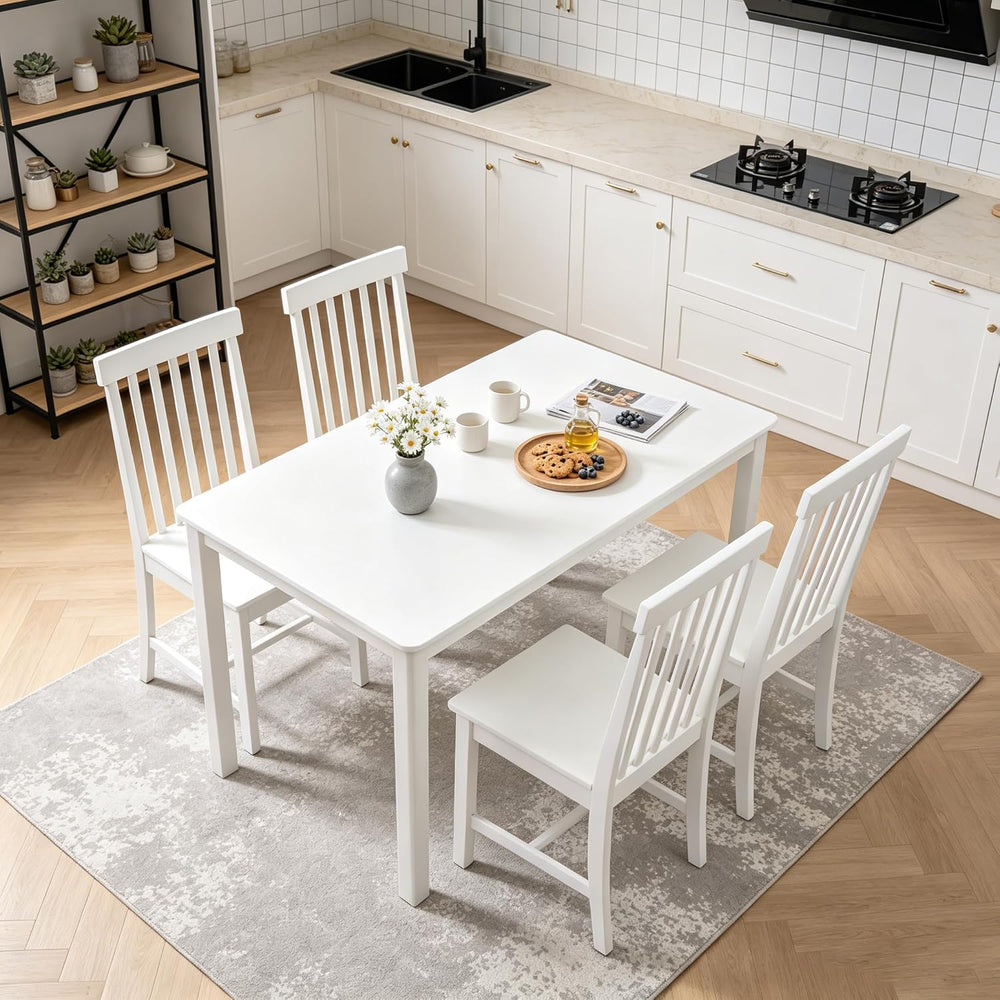 DUHOME 5-Piece Solid Wood Dining Table Set for 4, Farmhouse Kitchen Table Cha...