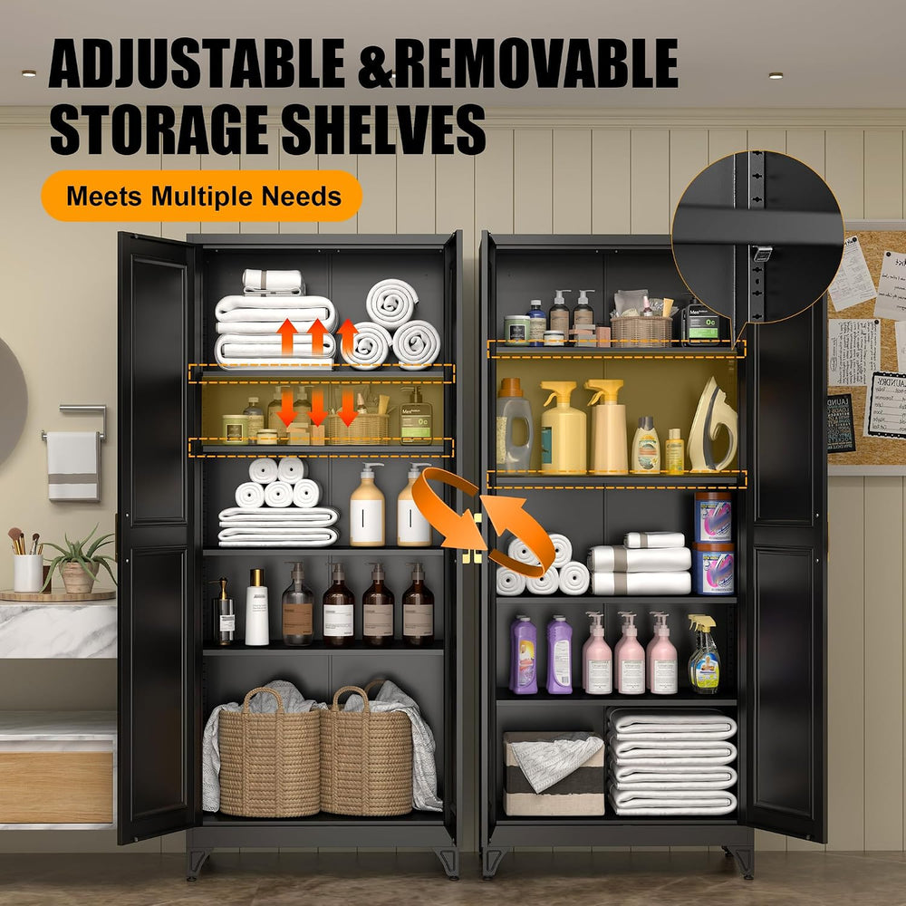 75" Tall Metal Storage Cabinet, Kitchen Pantry Storage Cabinets with Doo...