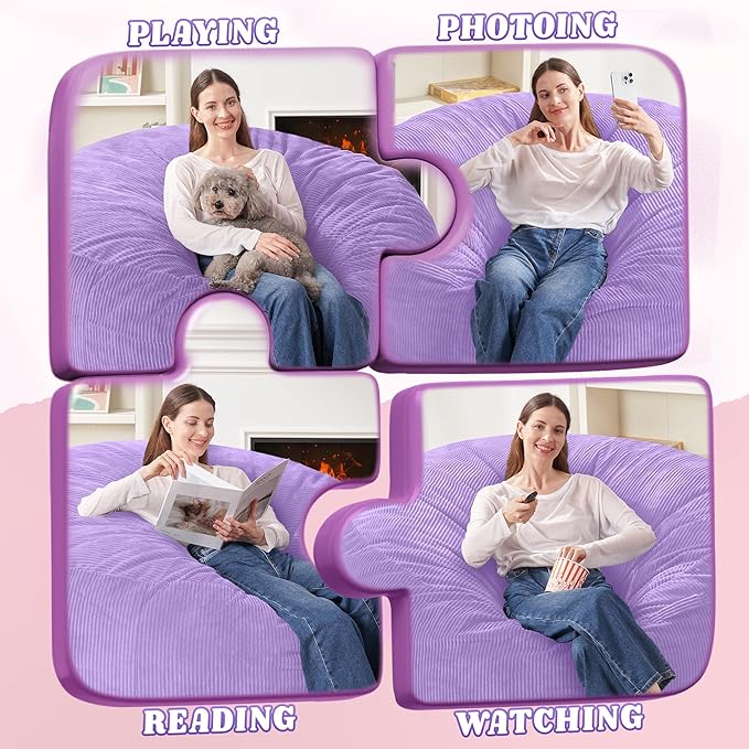 HABUTWAY 4FT Bean Bag Chair,Giant Bean Bag Chairs for Adults,Big Bean Bags wi...
