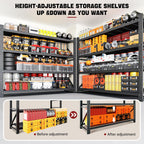 7000LBS Storage Shelves,79" W Garage Shelving Heavy Duty Metal Adjustable Garage Shelves, Shelving Units Industrial Shelving for Warehouse,79" W x 24" D x 79" H,Black