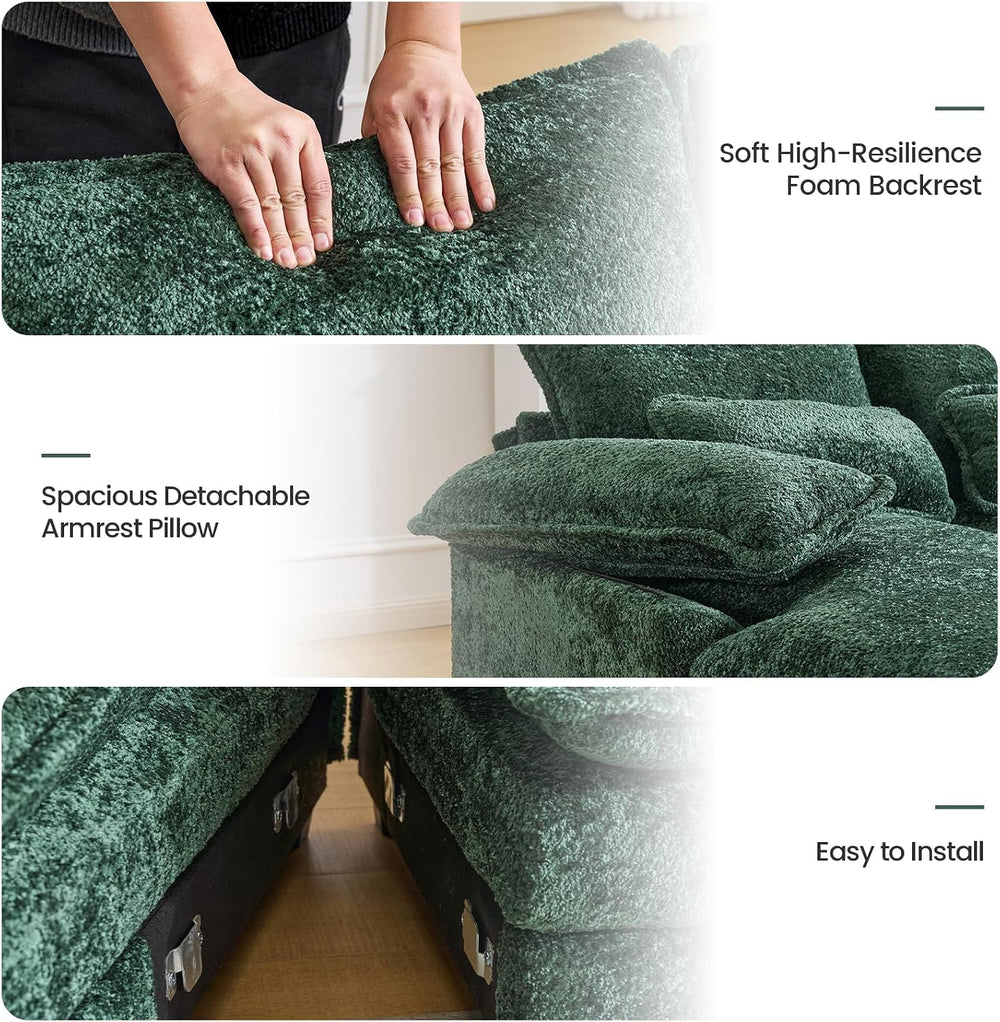 124.8'' U-Shaped Cloud Modular Sofa with Chaise Lounges, Chenille Com...