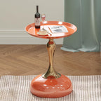 2-Pack Hermes Orange Sleek Hourglass Side Table - Glossy Finish & Metallic Accent | Contemporary End Table for Living Room & Home Decor Spaces