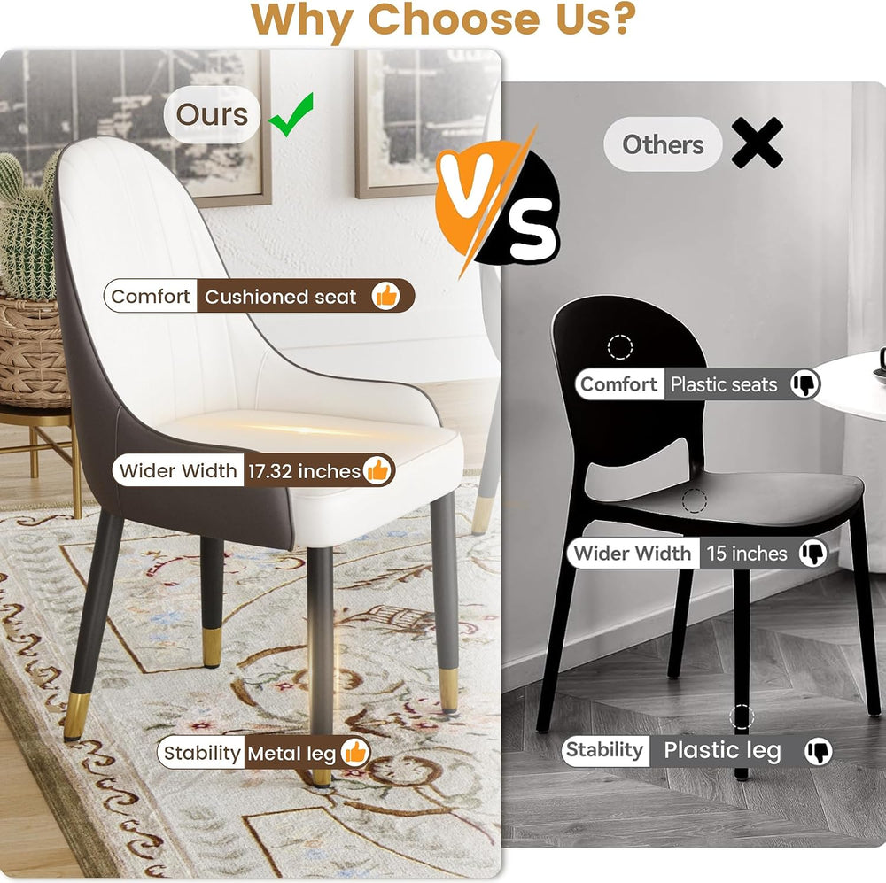 Montary 7 Piece Modern Dining Table Chairs Set of 6, Round 59" D Faux Ma...