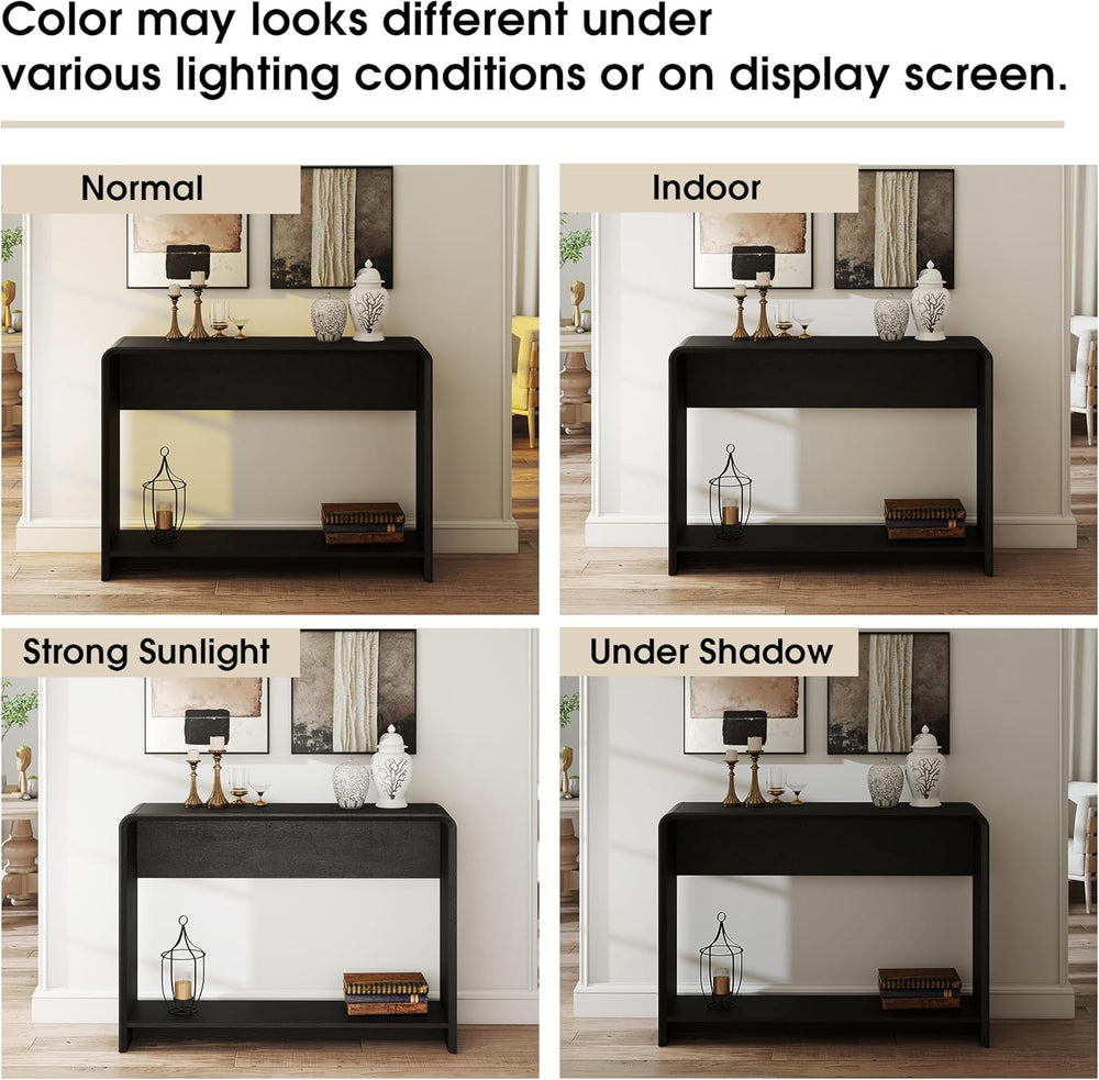 42.3" Modern U-Shaped Console Table, 11.5" Narrow Waterfall Entrywa...