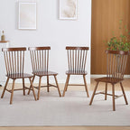 Solid Wood Dining Chairs Set of 4 (Windsor-4 Walnut, Walnut)