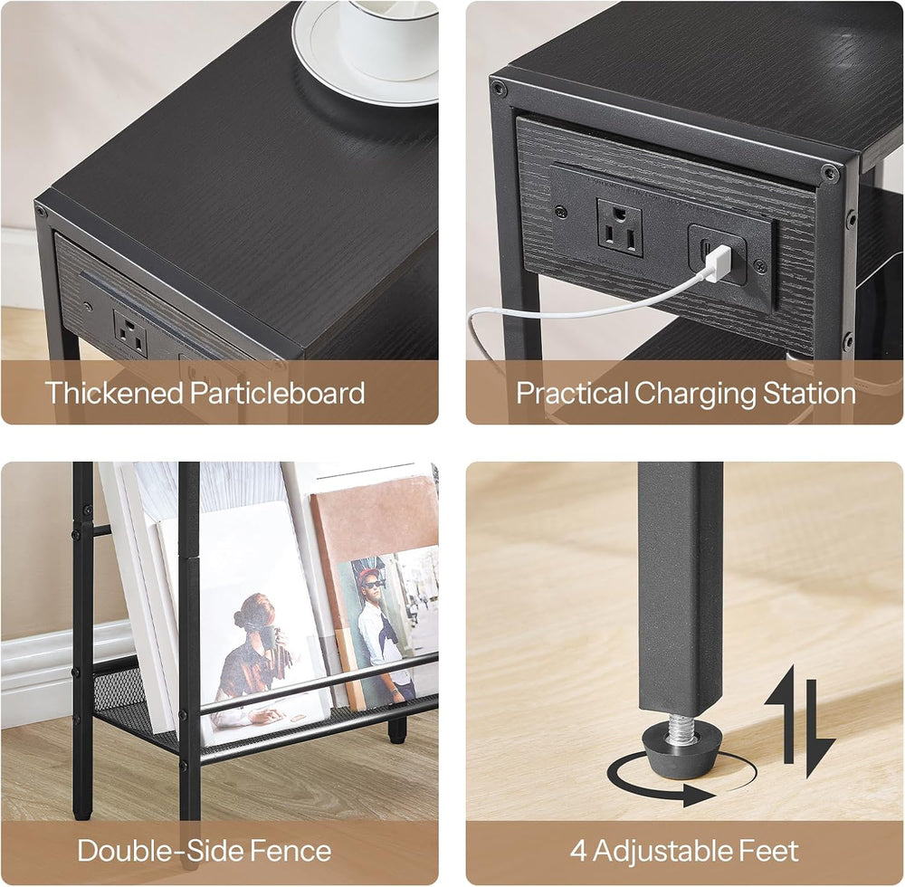 HOOBRO 15.7" Narrow Console Table with Charging Station, 3 Tier Entryway...
