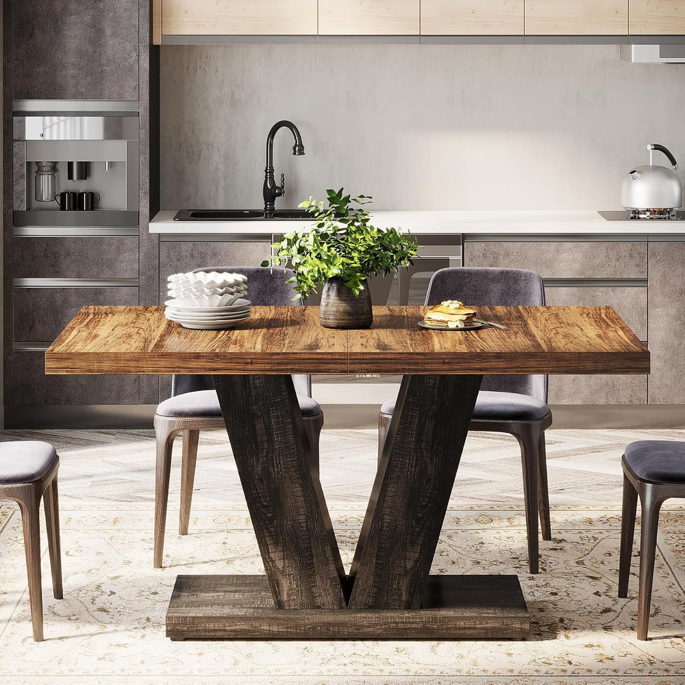 Tribesigns 47-Inch Dining Table for 4, Black Kitchen Dinner Table with Heavy ...
