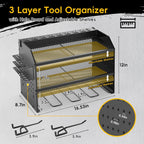 Power Tool Organizer Wall Mount with Charging Station, Drill Holder, Adjustable Layers, Heavy Duty Garage Tool Organizer Storage with 8 Outlet Power Strip, Christmas Gifts for Men, Dad, Husband