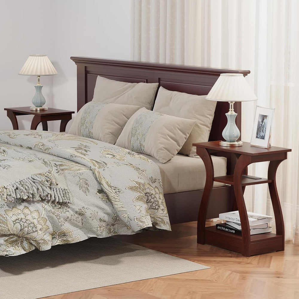 FROMJBEST End Table with Charging Station, Side Table with USB Ports and Outl...