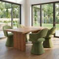 360° Swivel Dining Chair with Arms Set of 4, Chenille Upholstered Barrel Accent Kitchen Chairs with Hollow High Back, Deskchair for Dining Room Bedroom Vanity, Moss Green