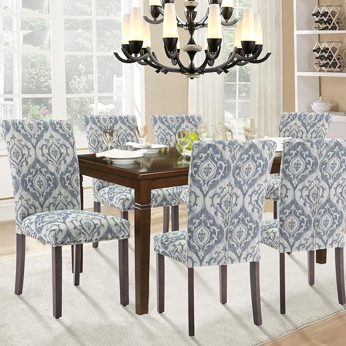 Parsons Dining Chairs Set of 2, Upholstered Nailhead Dining Room Kitchen Side...