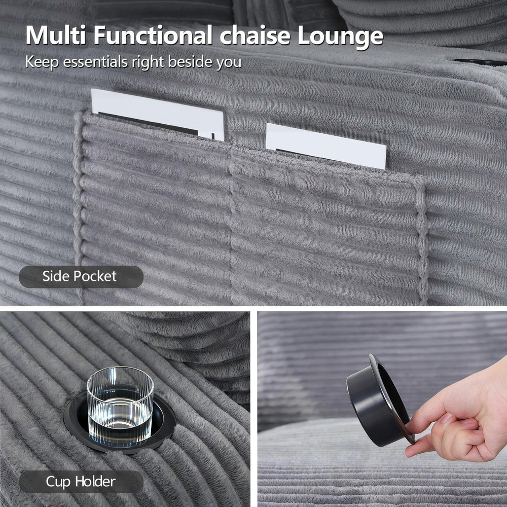 67" Oversized Chaise Lounge Chair Indoor, Soft Cloud Couch, Gray | Comfy...