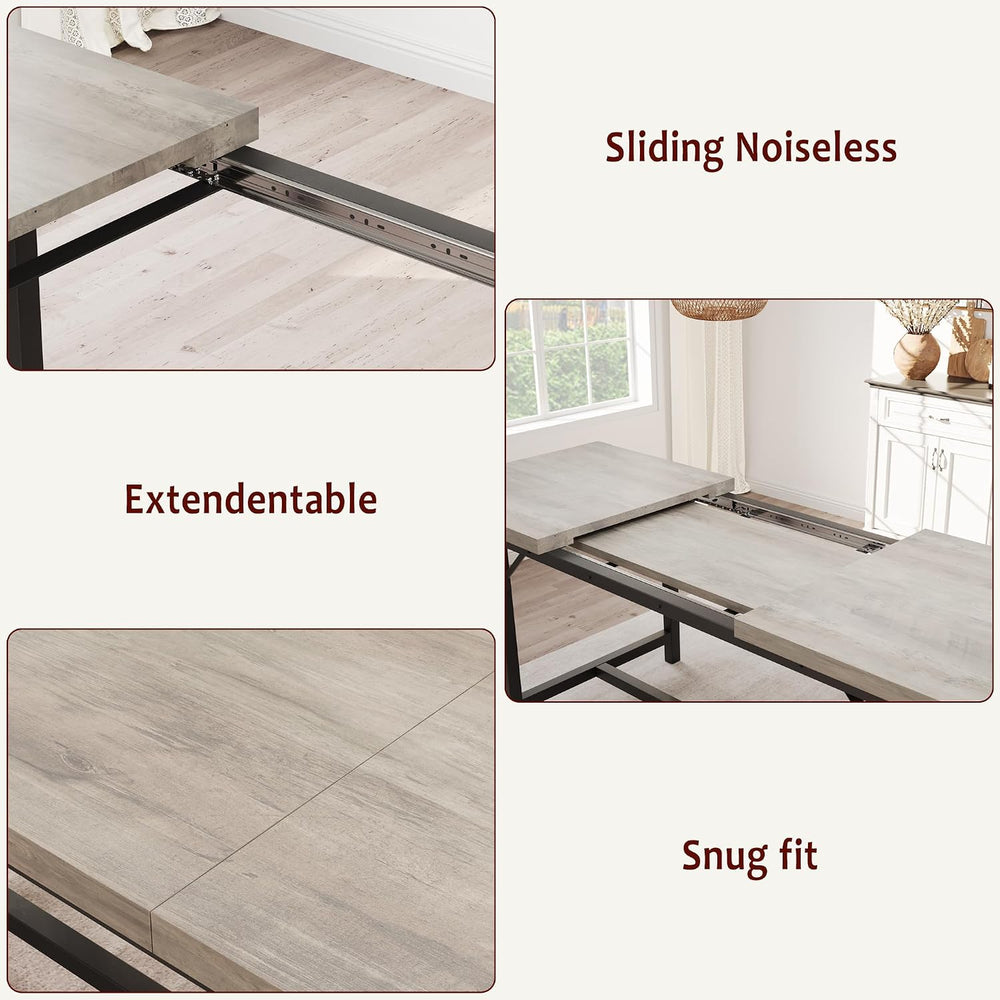 IDEALHOUSE 63" 3 Piece Extendable Dining Table Set for 4-6, Rectangle Wo...