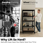 HOMEDANT House 5-Tier Metal Boltless Rolling Cart Shelf Rack Casters Heavy Duty Wheel Shelving Unit Adjustable Utility Storage Shelves Organizer Shelf Kitchen Garage 48.1" W x 18.5" D x 75.4" H 2Pack