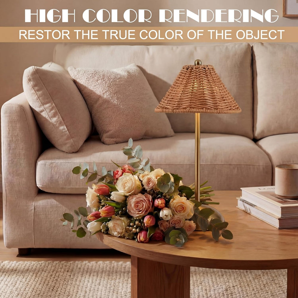 4 Pack Wedding Rattan Table Lamp, Cordless LED Rechargeable