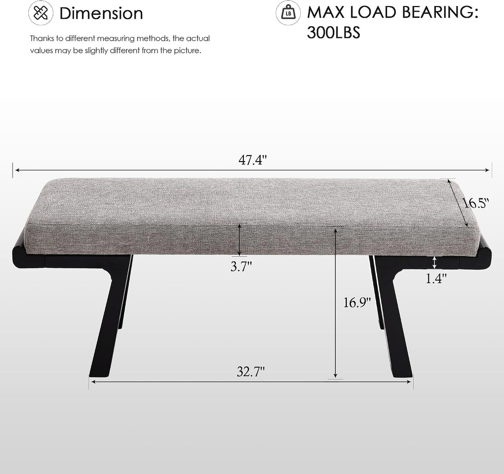 Zesthouse Solid Wood Bench for Bedroom End of Bed, Upholstered Small Entryway...