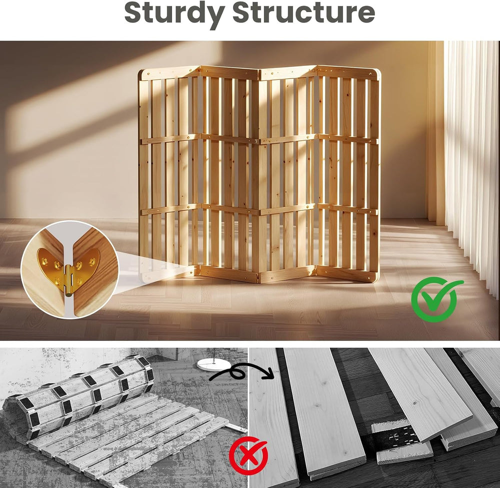 Floor Bed Frame, Foldable Japanese Tatami Bed Frame for Futon Mattress | Soli...