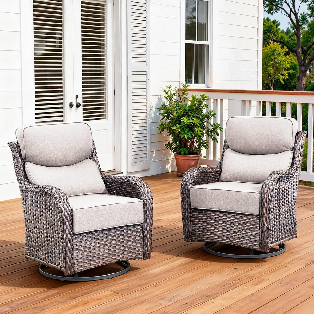 Luxury Outdoor Swivel Rocker Patio Chairs Set of 2 with 6-Inch Thick Cushions...