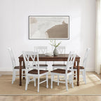 Crosley Furniture Shelby 7-Piece Dining Table Set (Table and 6 Chairs), Distressed White/Dark Cherry