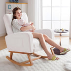 HCHAIRH Rocking Chair Nursery with Foot Rest, Nursing Rocking Chairs for Mom Nursery, Teddy Rocker Glider with High Backrest for Living Room, Bedroom, White