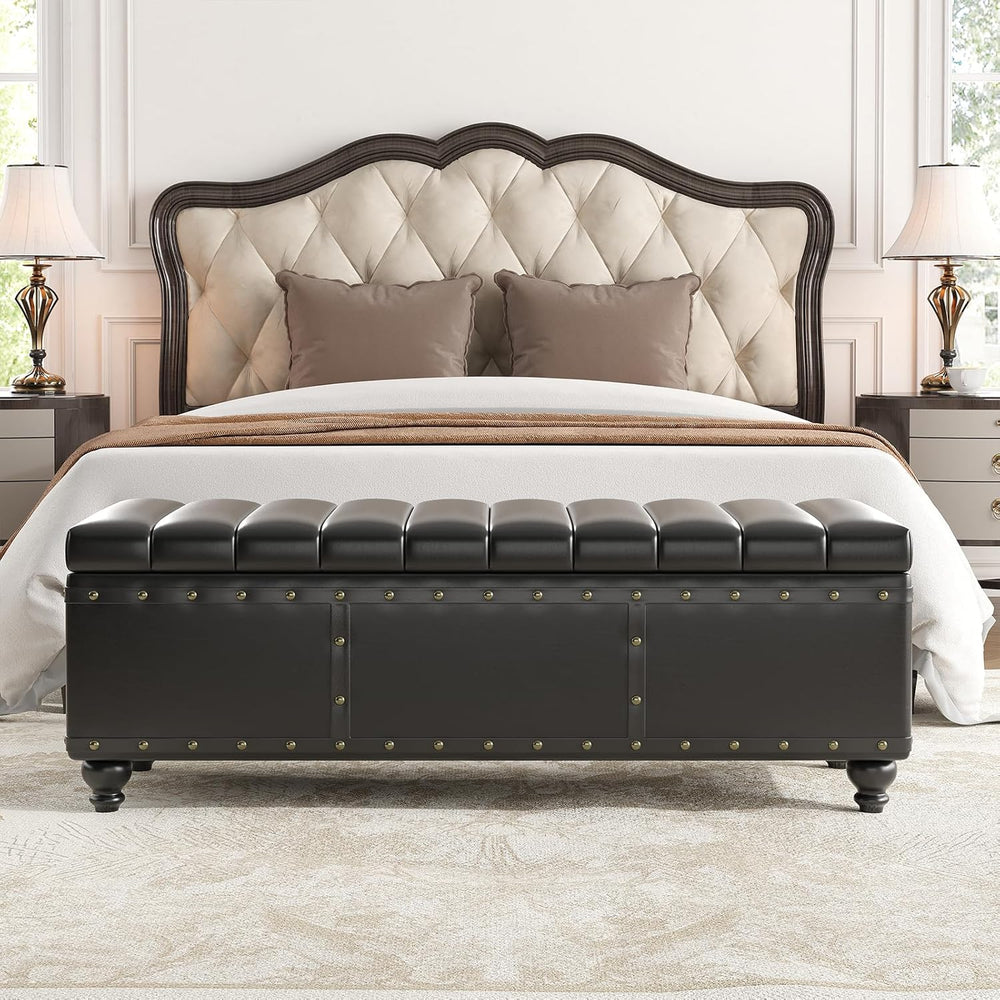 Maupvit Storage Ottoman Bench, Faux Leather Ottoman with Storage, Bench for B...