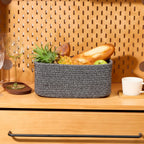 Small Storage Baskets for Organizing | Closet Organizer Bins | Shelf Toy Basket | Woven Rope Baskets | Cube Decorative Box | Shallow Basket | 13x8.5x5.1” | 4 Packs Dark Gray
