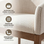 Mid Century Modern Upholstered Barrel Dining Chairs with Arms Set of 2, Farmhouse Linen Kitchen & Dining Room Chairs with Natural Hardwood Frame, 18" W Accent Chairs for Living Room Bedroom, Beige