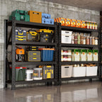 63" H Storage Garage Shelving Unit, 2500LBS Heavy Duty Metal Shelves Organization, Adjustable 4 Tier Utility Storage Shelf Rack for Industrial, Basement, Warehouse (Black, 19.7" D×31.5" W×63" H)