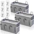 2pcs 3-pockets Large Wall Hanging Organizer Bag, Linen Fabric Door Hanging Storage Baskets with Pockets, Waterproof Bin for Kitchen, Bedroom, Office, RV Camper (Gray-3pcs)