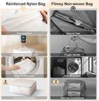 Comforter Storage Bag - Large Capacity Blanket Storage Bags 3-Layer Ultra Space Saving Self Compression Organizer, Washable Compression Bags for Storage Comforter Blanket, 4-Pack, Beige