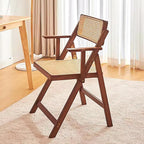 Rattan Dining Chairs, Modern Mid Century Folding Comfy Armchairs, Outdoor for Bedroom Living Room(Natural)
