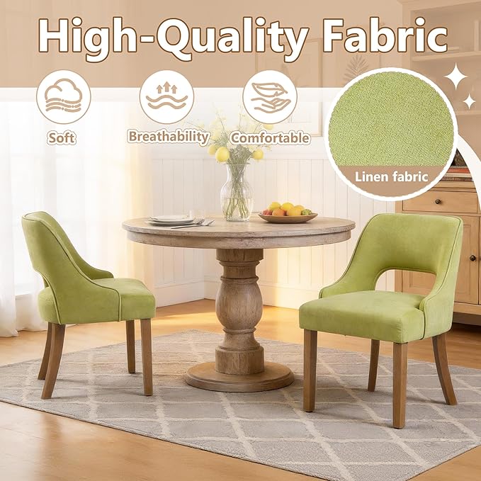 ClinQ Wooden Dining Chairs Set of 4, Modern Fabric Upholstered Kitchen Chairs...