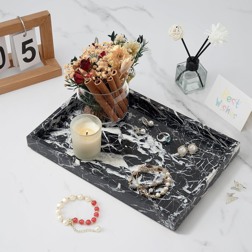 Marble Bathroom Tray,Pure Natural Vanity Tray,Marble Tray for Kitchen Counter...