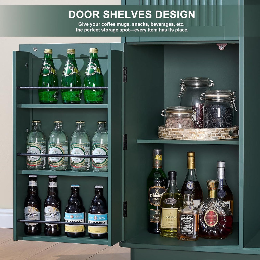 Okvnbjk Mini Fridge Cabinet with Storage & Power Outlet, Green | Coffee B...