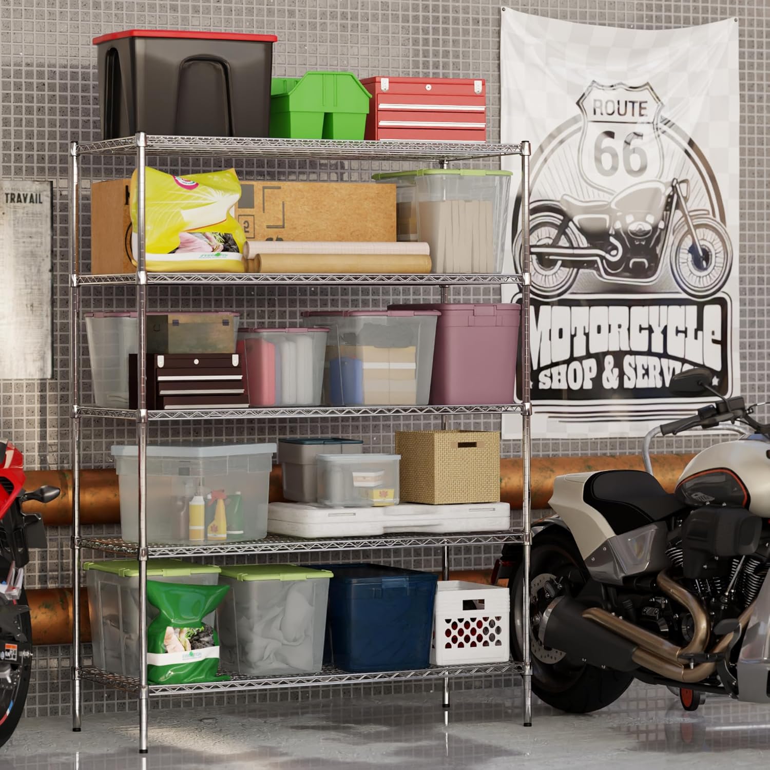24" Deep x 54" Wide x 74" Height Wire Shelving Kit | 5-Tier | NSF Commercial Storage Rack Unit