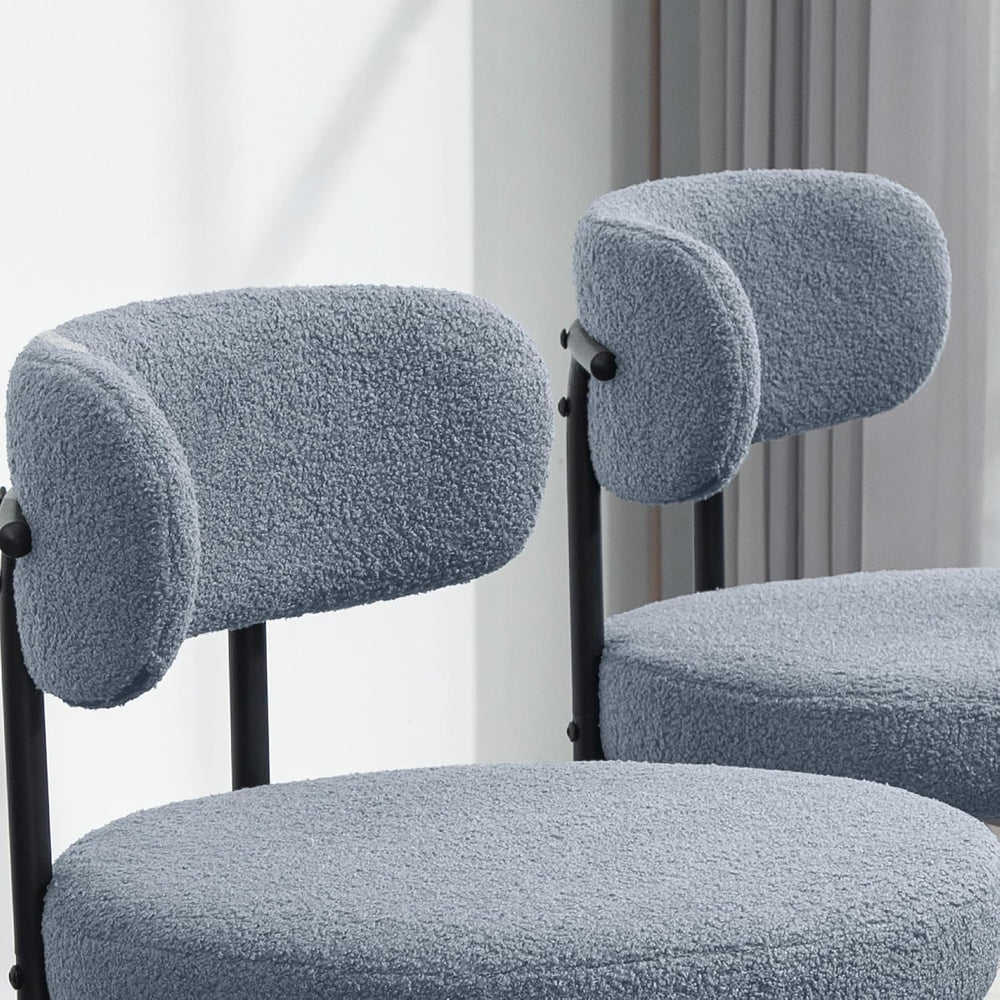 HOMCOM Boucle Dining Chairs Set of 4, Round Modern, Curved Backrest, Gray