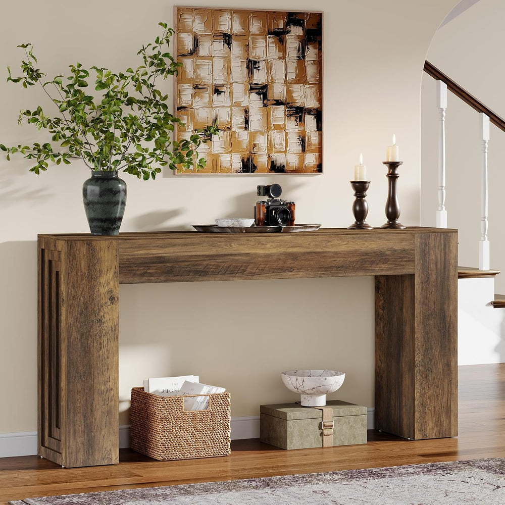 Tribesigns 63-Inch Farmhouse Console Table, Narrow Sofa Table Behind the Couc...