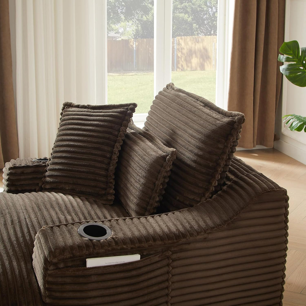 47.2"Oversized Chaise Lounge Chair Indoor,Corduroy Reading Chair with Cu...