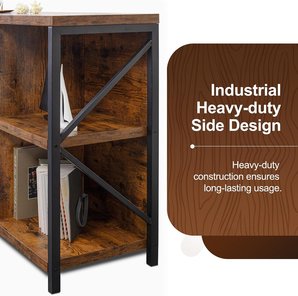6 Cube Storage Organizer Bookshelf, Industrial Horizontal Bookcase, Accent Cu...
