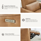 CHITA Oversized Power Recliner Chair Swivel Glider for Big and Tall, FSC Certified Faux Leather Living Room Nursery Rocking Chair with Lumbar Support, Cognac Brown