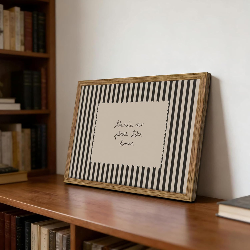 Framed Vintage Inspirational Wall Art, Minimalist There is No Place Like Home...